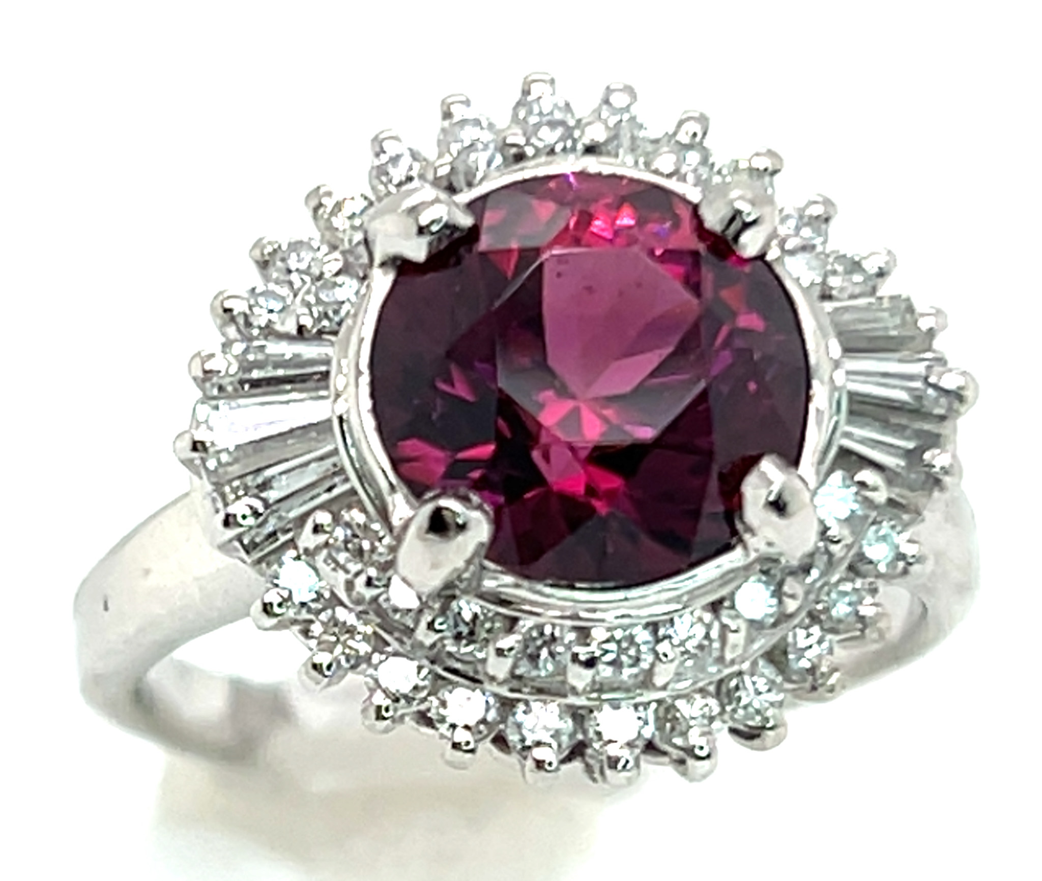 Top Quality Rhodolite (N)* Diamond Halo Platinum Ring 5.35 ctw NEW ITEM - Image 7