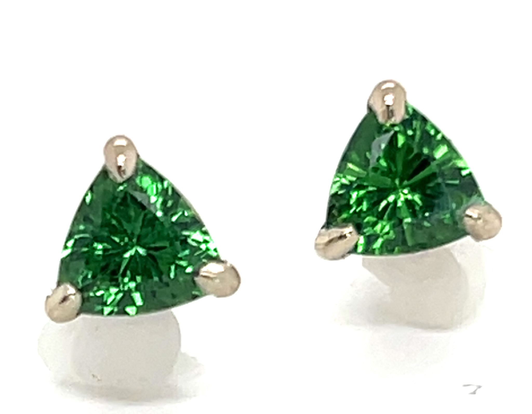 AAA+ Brilliant Green Tsavorite (N)* Trilliant Studs 14KWG 1.50 ctw NEW ITEM