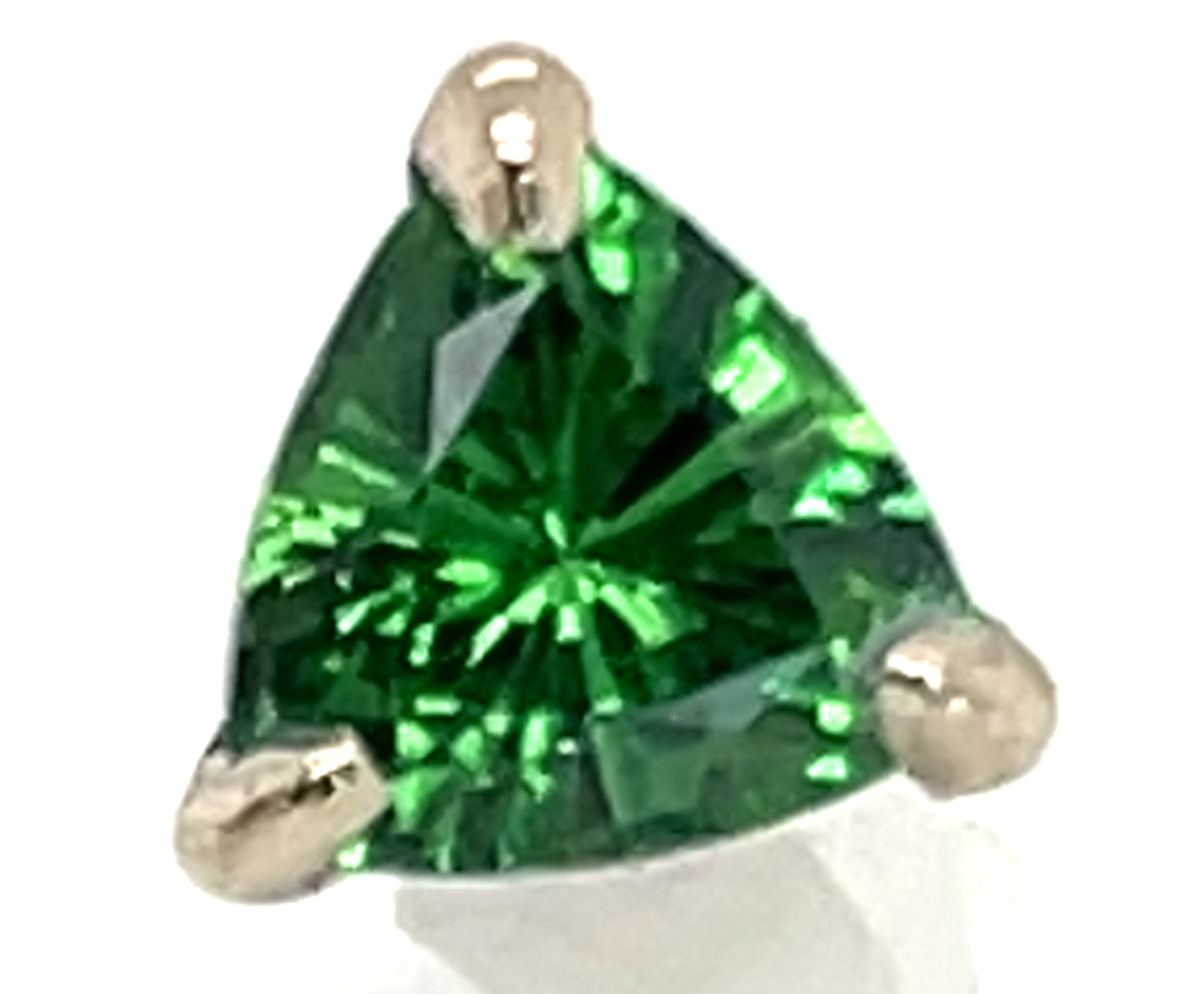 AAA+ Brilliant Green Tsavorite (N)* Trilliant Studs 14KWG 1.50 ctw NEW ITEM - Image 4