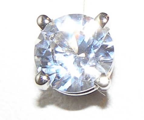 White Sapphire (H) Stud Earrings 14KWG 1.10 ctw NEW ITEM - Image 3