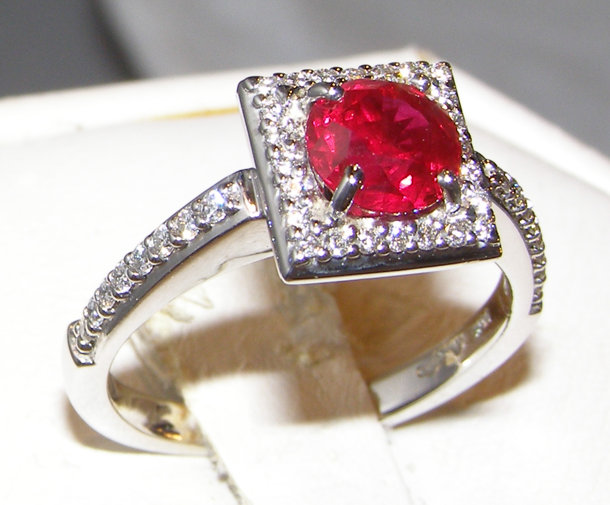 GIA Certified “Pigeon Blood” Vivid Red Ruby (H)* Designer A. Jaffe Diamond Ring 14KWG 2.00 ctw - Image 2