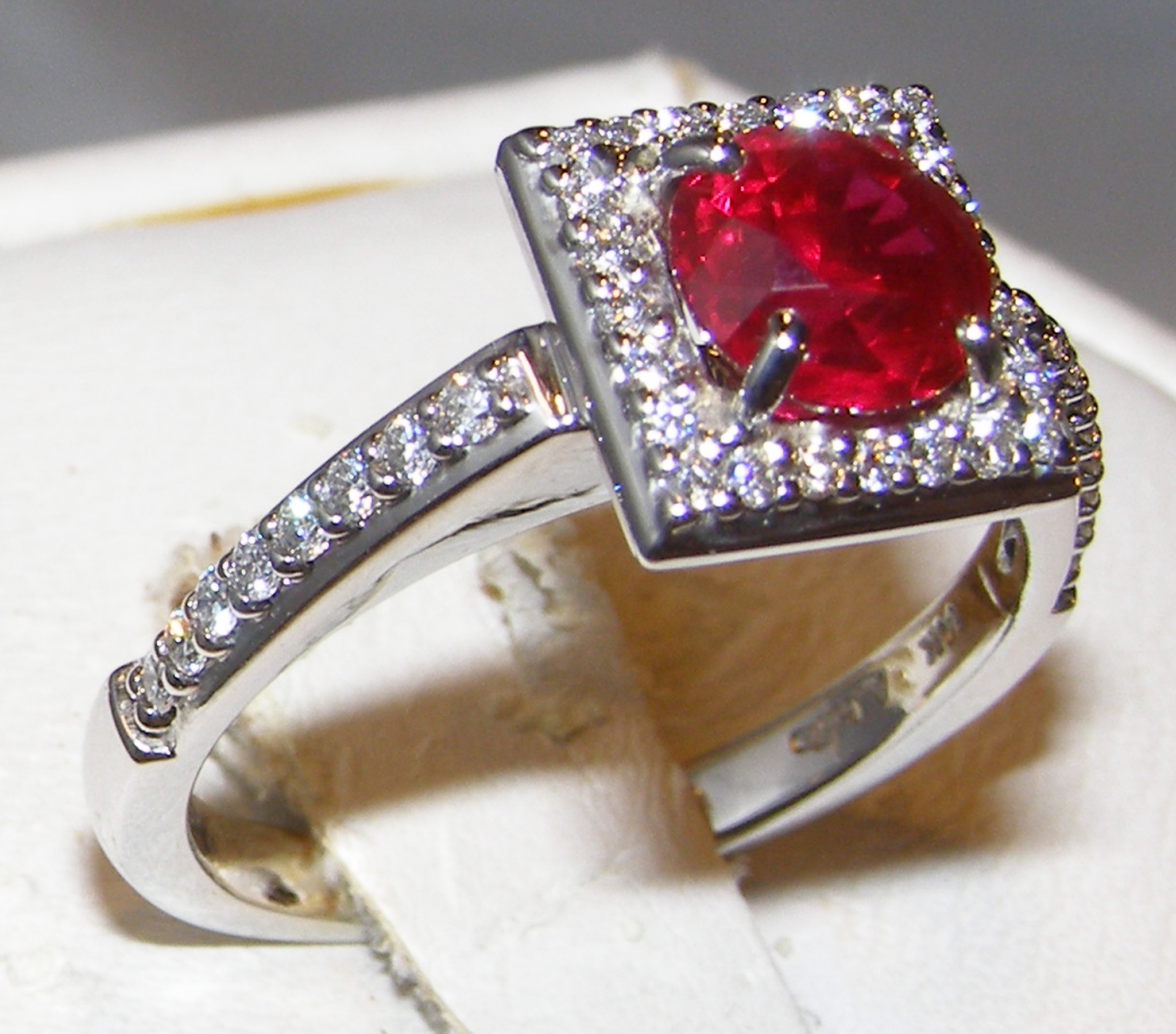 GIA Certified “Pigeon Blood” Vivid Red Ruby (H)* Designer A. Jaffe Diamond Ring 14KWG 2.00 ctw - Image 6