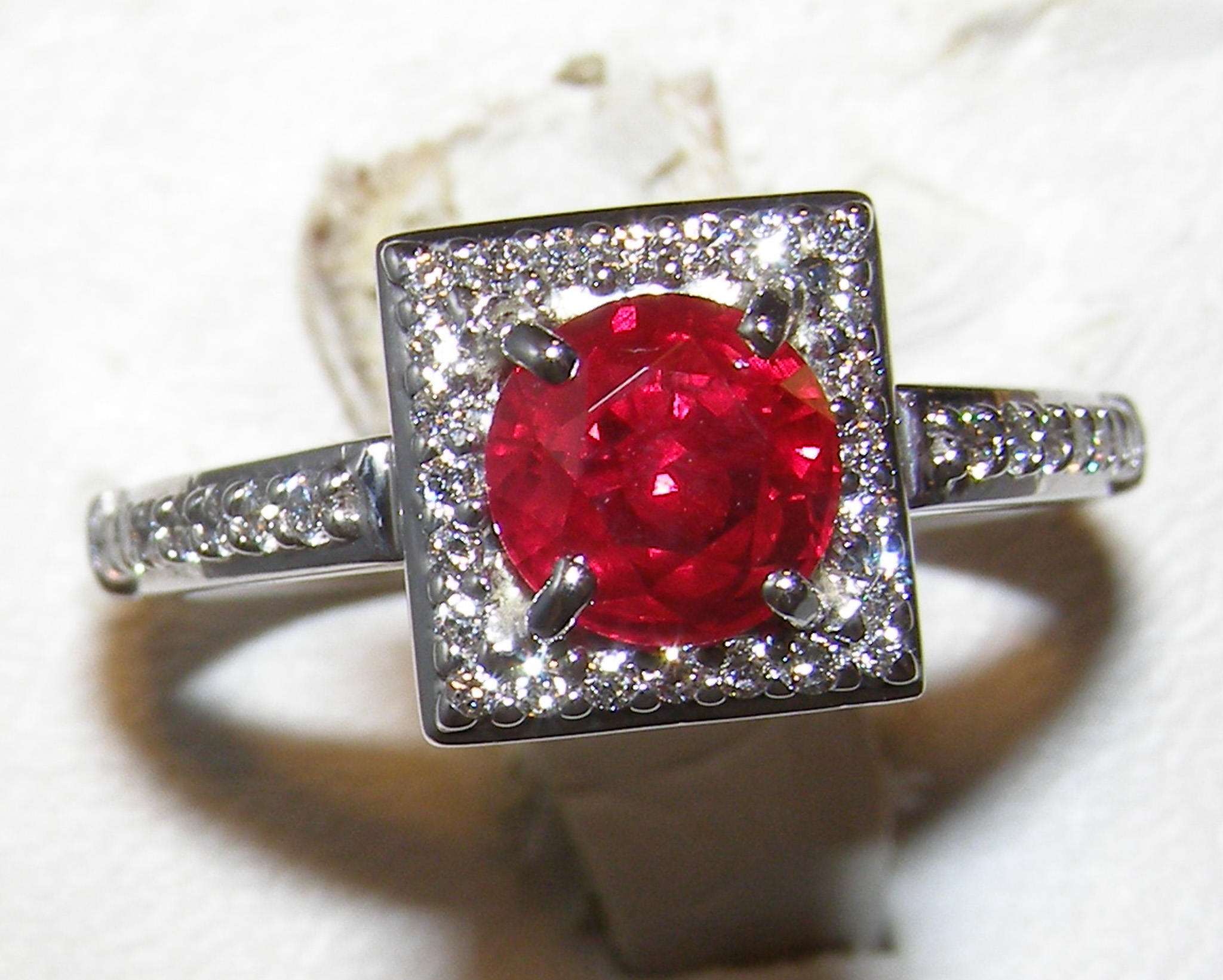 GIA Certified “Pigeon Blood” Vivid Red Ruby (H)* Designer A. Jaffe Diamond Ring 14KWG 2.00 ctw - Image 7