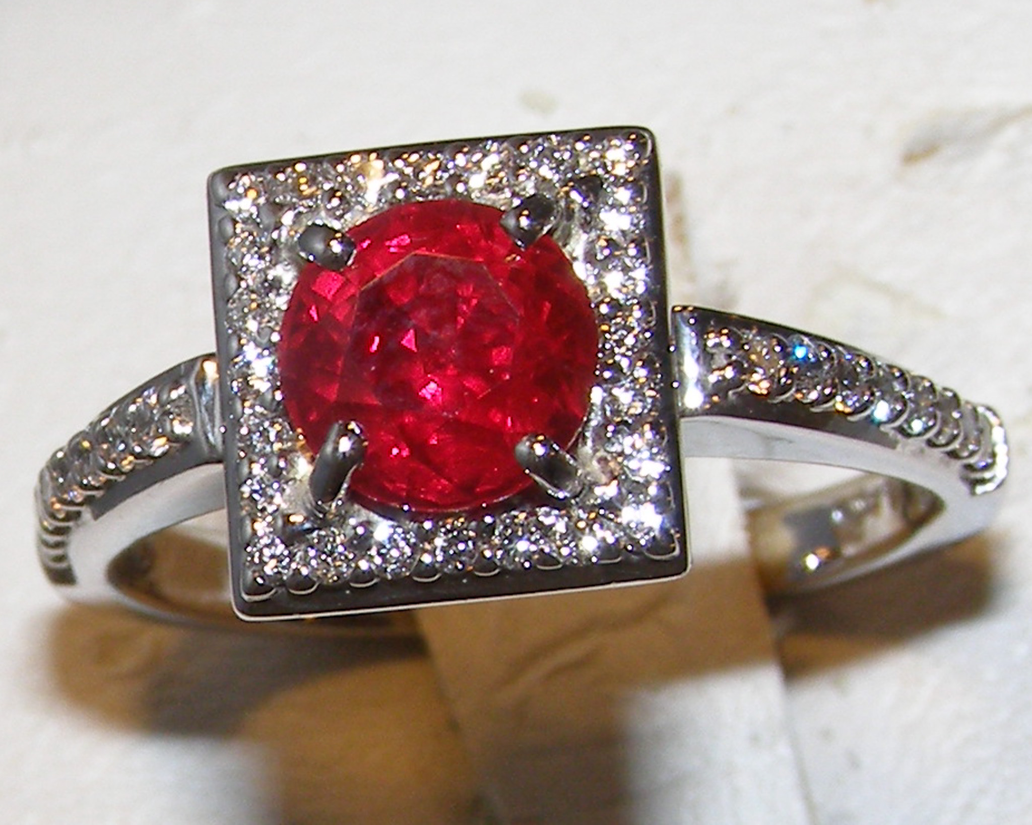 GIA Certified “Pigeon Blood” Vivid Red Ruby (H)* Designer A. Jaffe Diamond Ring 14KWG 2.00 ctw - Image 8