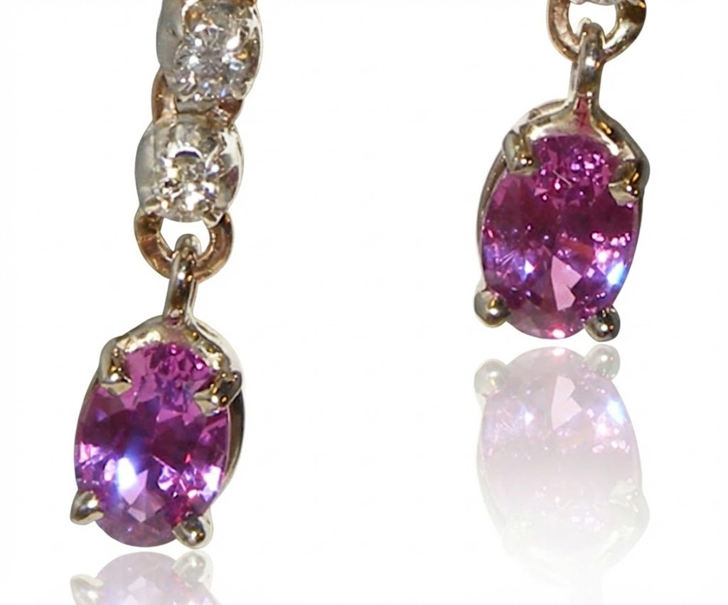 Elegant Dangle Ceylon Pink Sapphire (H)* Diamond Earrings 14KWG 1.90 ctw NEW ITEM