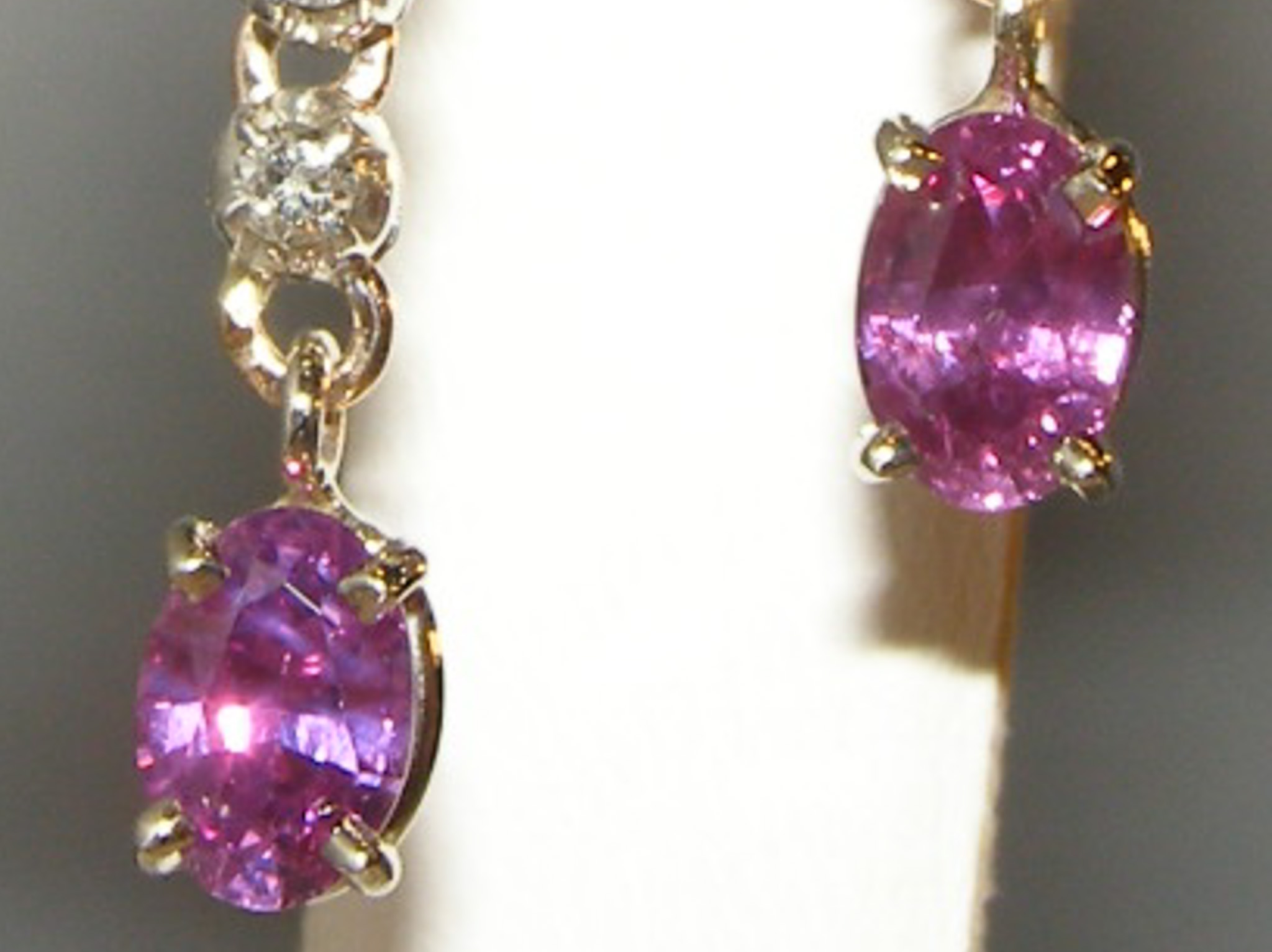 Elegant Dangle Ceylon Pink Sapphire (H)* Diamond Earrings 14KWG 1.90 ctw NEW ITEM - Image 6