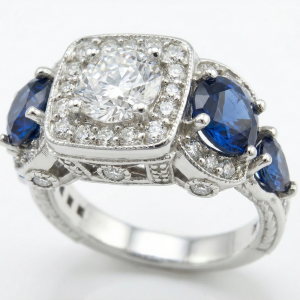 Incredible Certified LAB Diamond (CVD) Ceylon Blue Sapphire (H)* Natural Diamond Platinum Ring 5.28 ctw