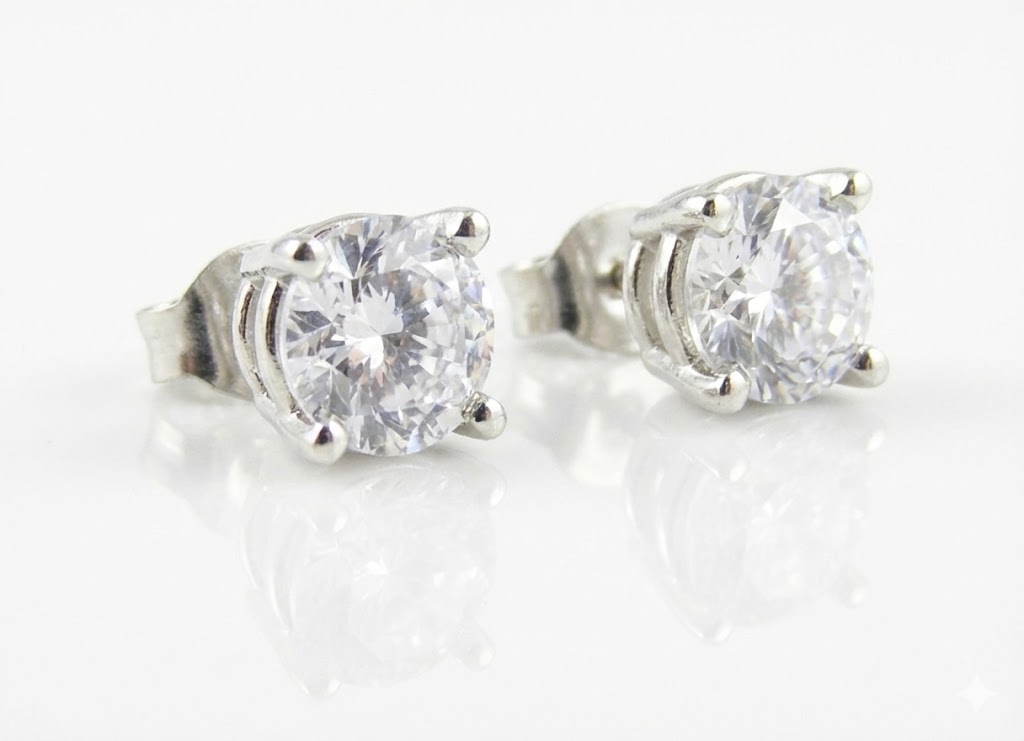 White Sapphire (H) Stud Earrings 14KWG 1.10 ctw NEW ITEM