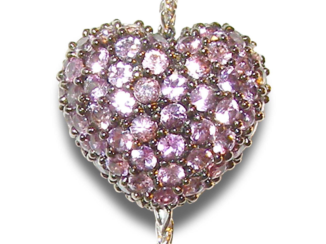 Beautiful Heart Motiff Sapphire Tsavorite Pave Necklace 14KWG 3.00 ctw