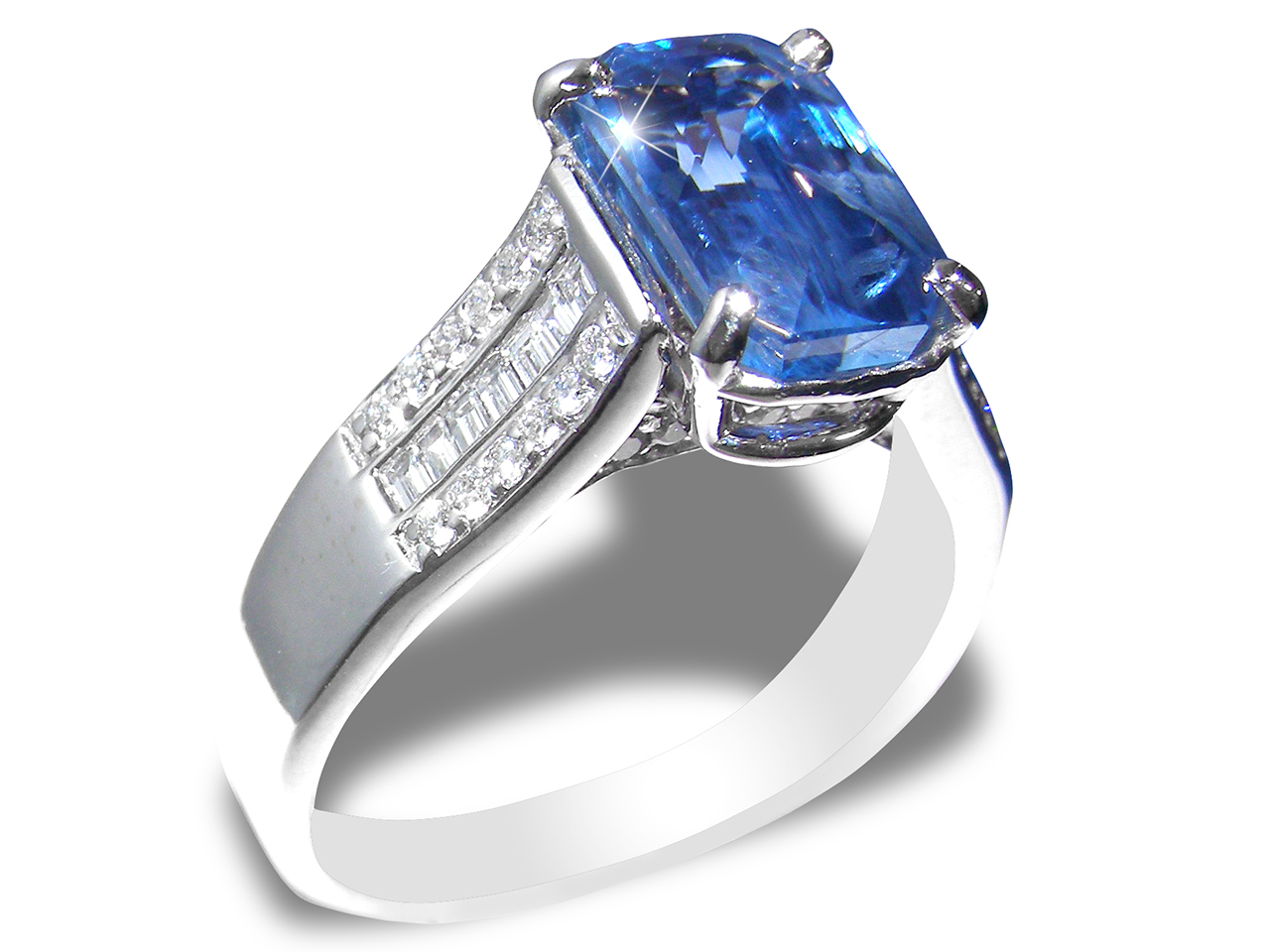 GIA Certified BEST BLUE Ceylon Sapphire Diamond Ring 14KWG 4.75 ctw