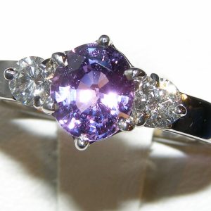 Unheated Certified Purple Sapphire Diamond Ring 18KWG 2.52 ctw