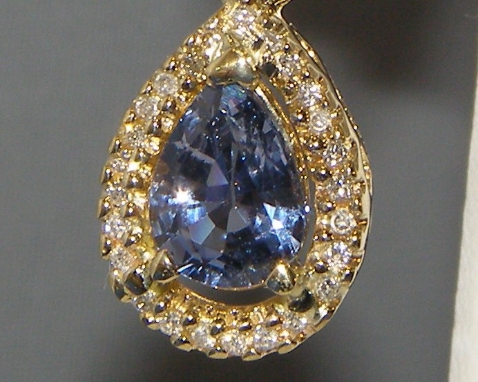 Pear Cut Blue Spinel Diamond Earrings 14KYG 3.72 ct