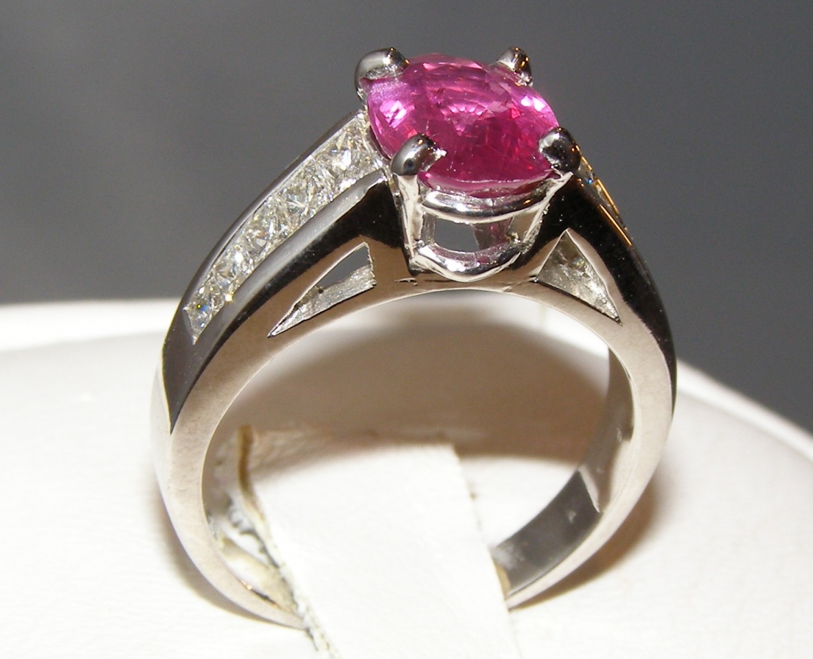 Unheated GIA Certified Ruby Kobi Radiant Diamond Ring 3.19 ctw