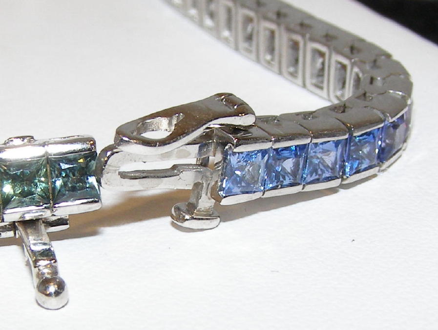 Princess Multicolor Rainbow Sapphire Bracelet 12.00 ctw 14KWG
