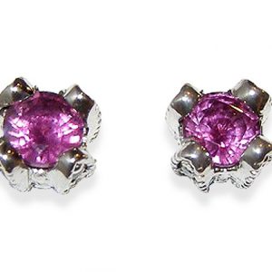 Ceylon Pink Sapphire Pave Diamond Studs 18KWG