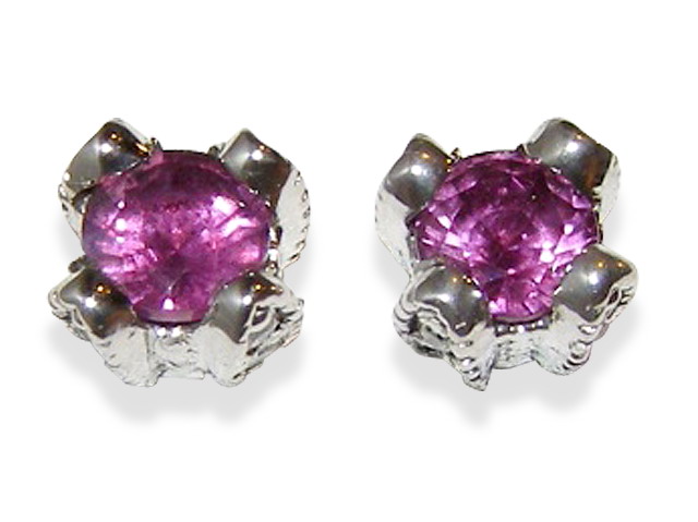 Ceylon Pink Sapphire Pave Diamond Studs 18KWG