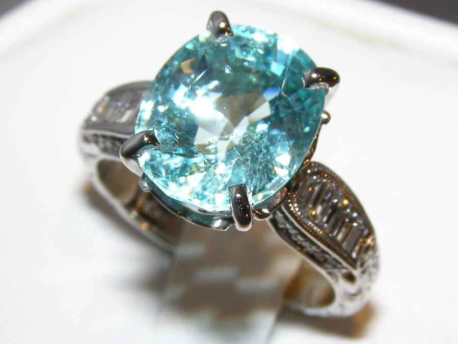 GIT Certified Paraiba Tourmaline Diamond Ring 14kWG 7.02 ct - Simply ...