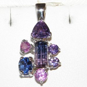 Multi-color & Shape Fancy Sapphire Pendant 14KWG 2.63 ctw