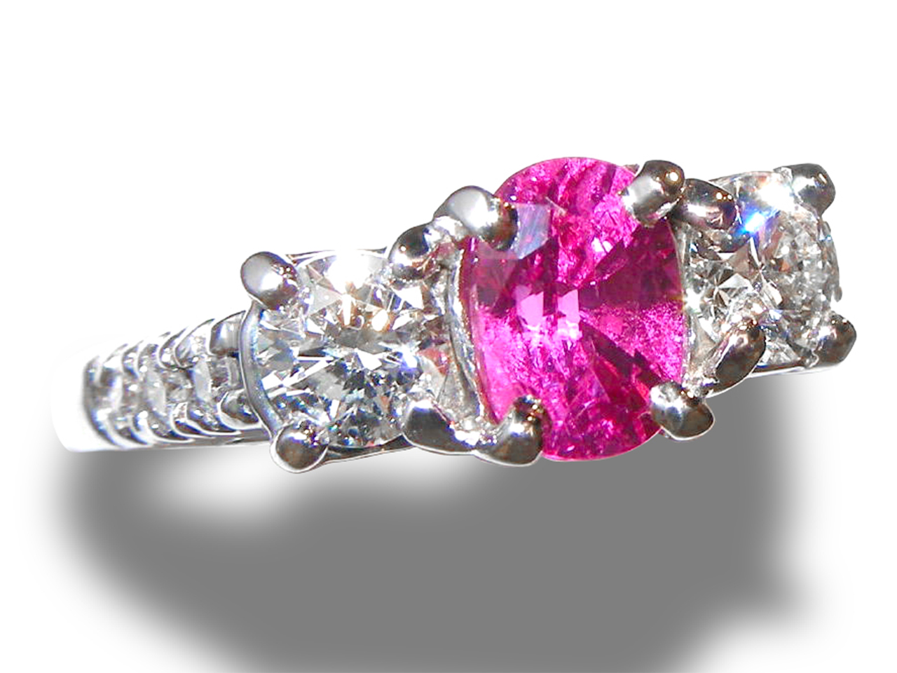 GIT Certified Unheated Winza Ruby Diamond Ring 14KWG 2.61 ctw