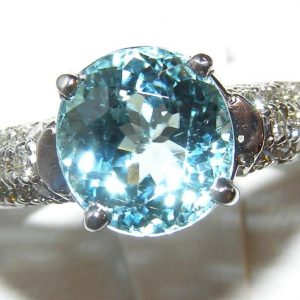 Portugese Cut Paraiba Tourmaline Dia Ring 14KWG 5.43 ctw