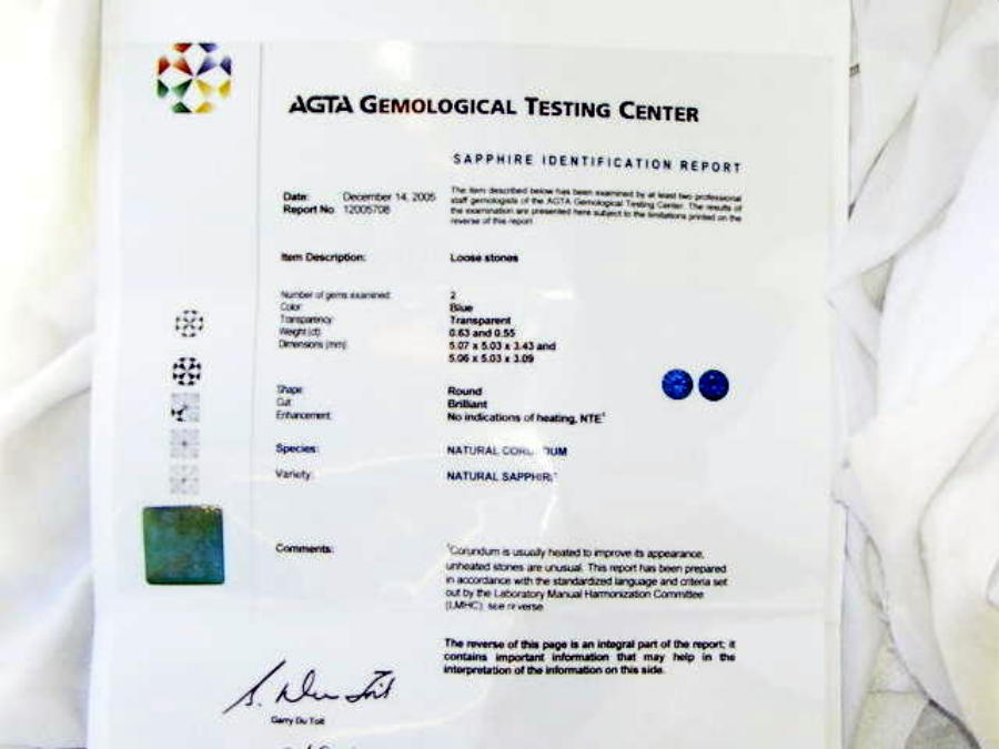 AGTA Certified Unheated Sapphire  Diamond Earrings 18KWG 1.58 ctw