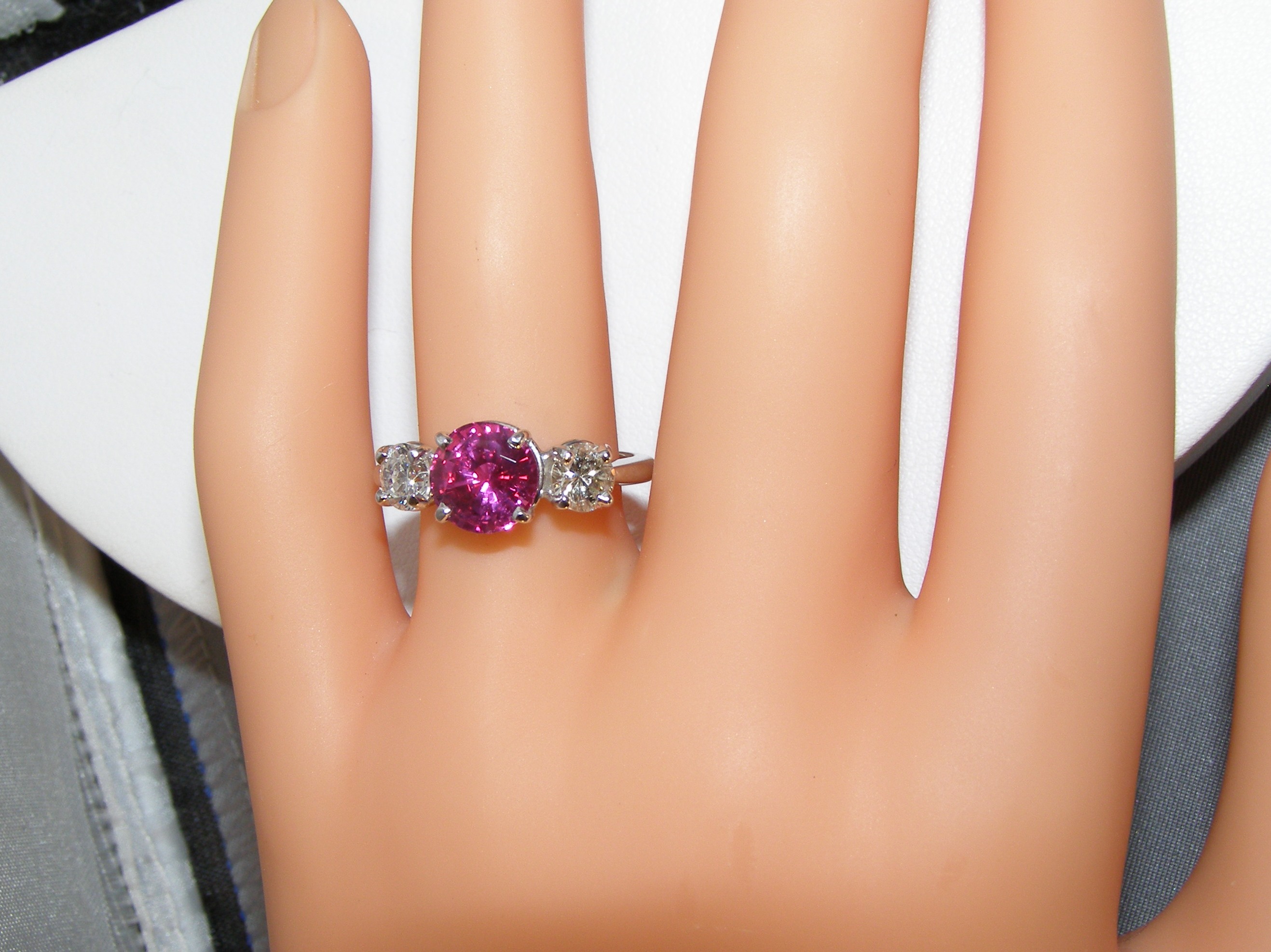 GIA Certified Pink/Ruby Sapphire Diamond Platinum Ring 3.46 ctw