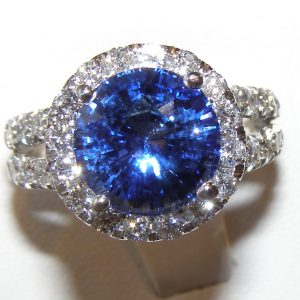 GIA Certified TOP Ceylon Blue Sapphire Diamond Ring 14KWG 6.96 ctw