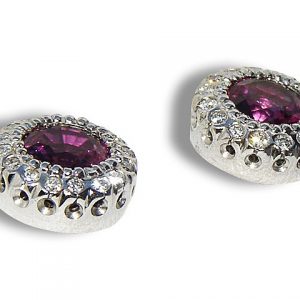 Pink Magenta Sapphire Diamond Platinum Studs 2.40 ctw