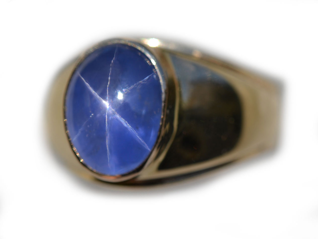 AGL Certified Untreated Mens Blue Star Sapphire Ring 9.3 cts in 14K ...