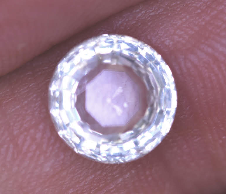 GIA Certified Ceylon White Round Brilliant Sapphire  9.1x9.0x4.2mmmm  3.43 carats
